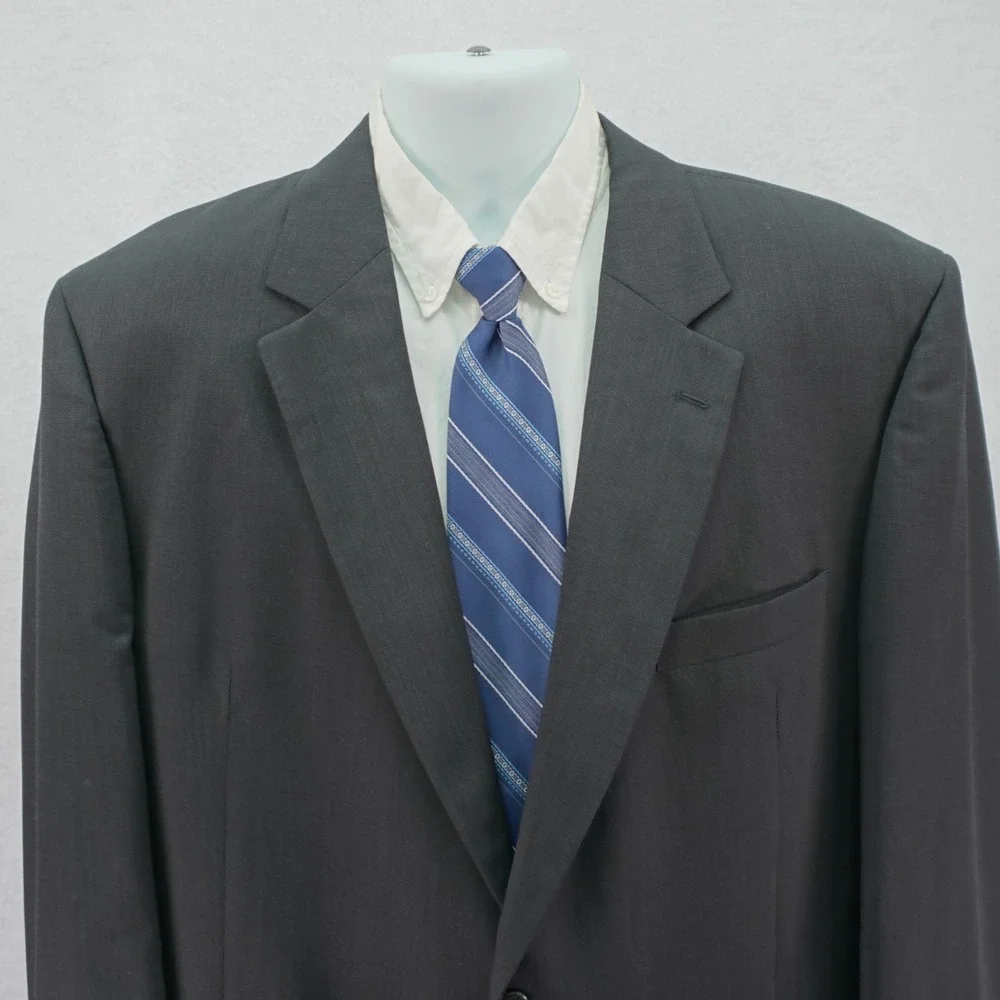 Jos A Bank Wool Charcoal Gray‎ Birdseye Blazer 44L / Slim Fit 46L